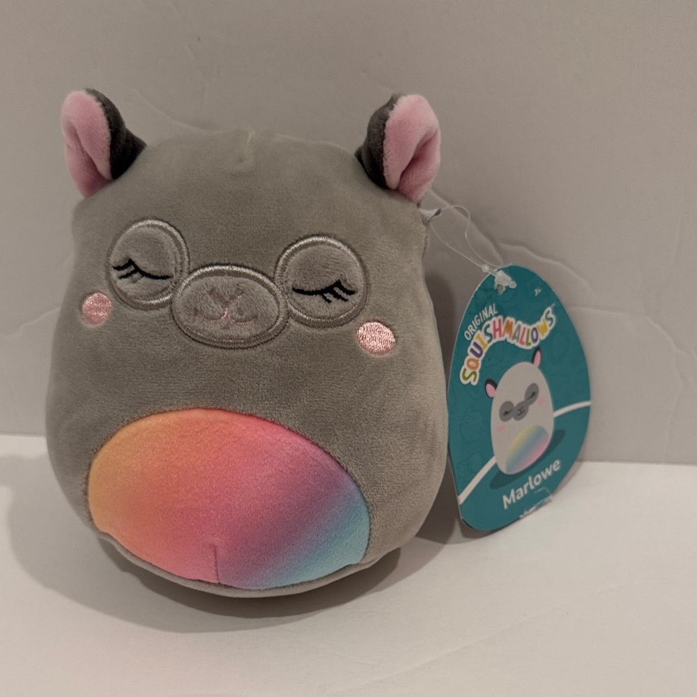 Squishmallows Gray and Rainbow Marlowe Plush